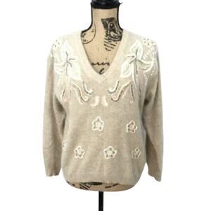 Vintage I B Diffusion Vintage Beaded & Embroidered Sweater Womens Medium